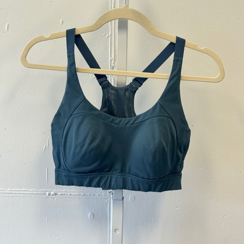 Gymshark Racerback Sports Bra Medium Support Teal Blue Mesh GLSB4722 Small